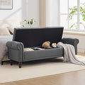 SOFTHION 67" Storage Bench for Bedroom, Linen Upholstered, Dark Grey | King by SofthionDesign