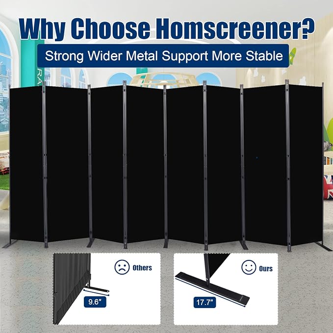 Room Divider 8 Panel-176''Wide, 6FT Room Dividers and Folding Privacy Screen | - Image 3