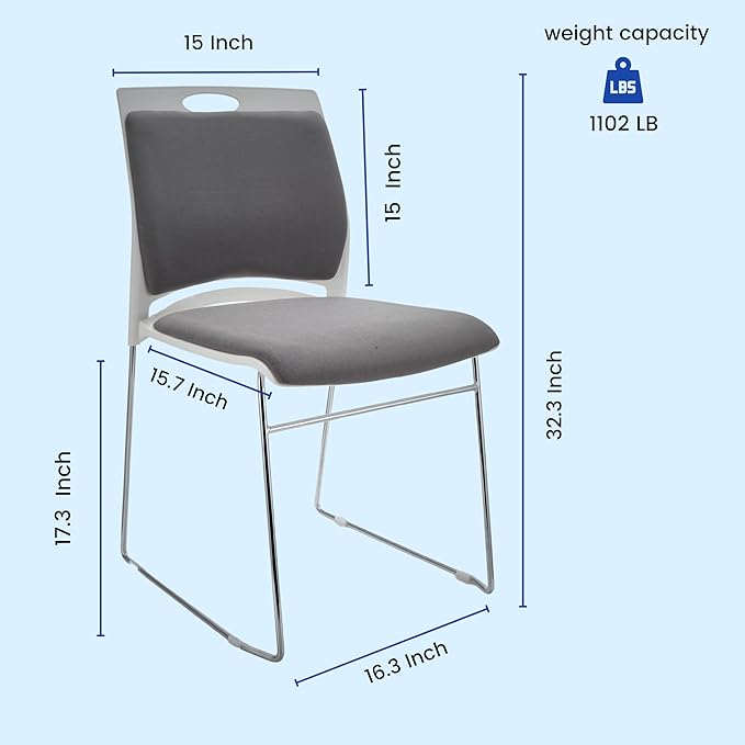 40 Pack Stacking Chairs 1102LB Capacity Home Office Guest Chair Set with Sled Base,Modern Reception Chair for Kitchen,Waiting Room,Multi-Purpose Room,Break Room,Training,Cafeteria