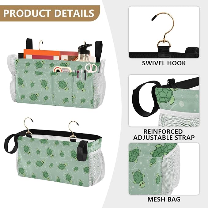 Cute Turtle tag8 Bedside Caddy Storage Bag Bedside Organizer - Image 5