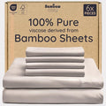 Bambaw 100% Viscose Derived from Bamboo Sheets King Size Set – 6pcs Deep Pocket King Sheets Cooling, Fits Up to 16'' with Elastic Corner Straps, Super Soft Bedding Set (Sand)