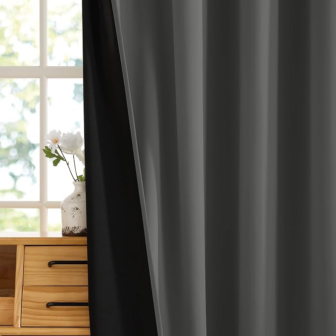 RYB HOME 100% Blackout Grey Curtains - Image 4