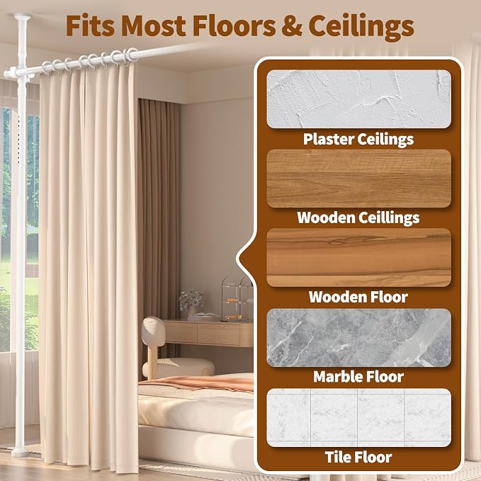 Room Divider for Room Separation, 4-10ft 28-209inch Adjustable Temporary - Image 4