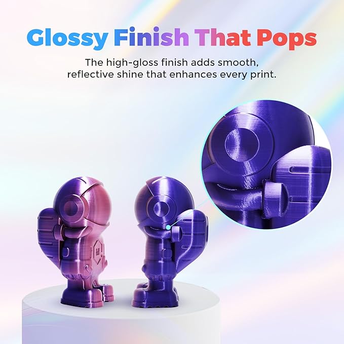 FLASHFORGE Silk Dual Color Filament, Blue and Rose 2 in 1 Coextrusion Silk PLA Filament 1.75mm, 3D Printer Filament Color Change 1kg(2.2lbs) Spool, Dimensional Accuracy +/- 0.02mm