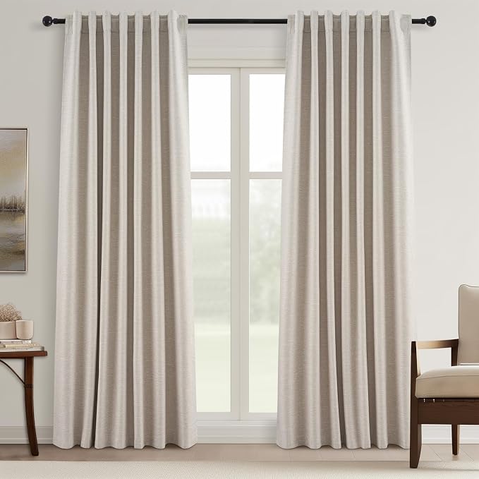 Topfinel 108 Inches Long Blackout Linen Curtains by Topfinel