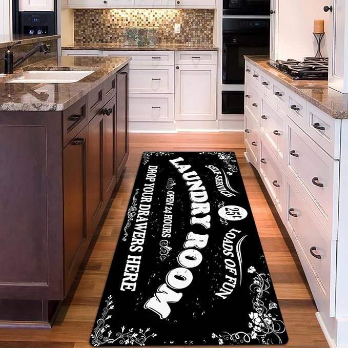 Zoke Laundry Room Rug Runner Stylish Non-Slip Laundry Room Mat 24"x72", Versatile, Waterproof Runner for Laundry, Kitchen, and Bathroom, Mudroom Decor and Farmhouse Charm
