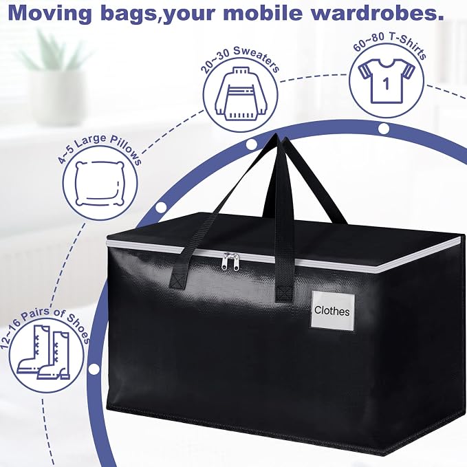 StorageRight Moving Bags, Moving Boxes, 93L 4-Pack Sotrage Bags Totes, - Image 4