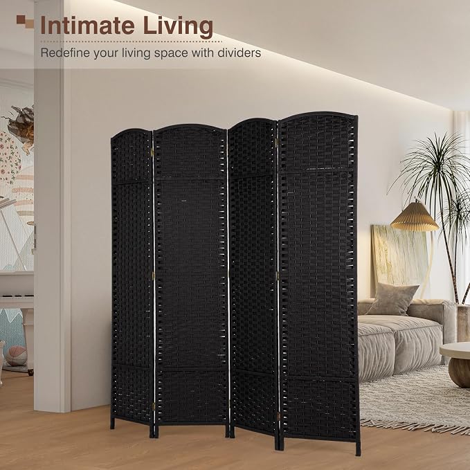 Room Divider 4 Panel 5.6 FT Tall Privacy Screen Waterproof Wood Frame Partition - Image 2