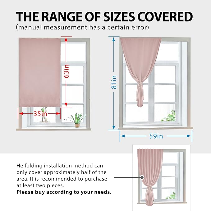 Autohesion Curtains for Windows, Bedroom Blackout Curtains for - Image 3