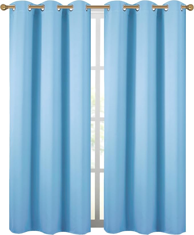 Diraysid Sky Blue Grommet Blackout Curtains - Image 2