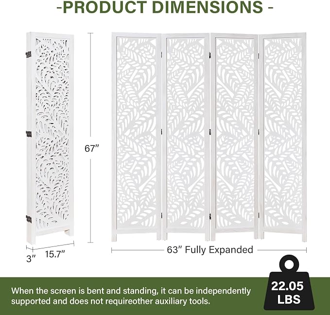 Leaf-Carved Room Divider Privacy Screen - Image 4