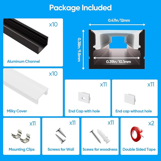 Besseto 10 Pack 1M/3.3Ft LED Aluminum Channel for Wall Panel,Wood Slat Wall Panel LED Strip Light Aluminum Channel Profile for Living Room Bedroom Bathroom Stairs (Silver-10Pack 3.3Ft)