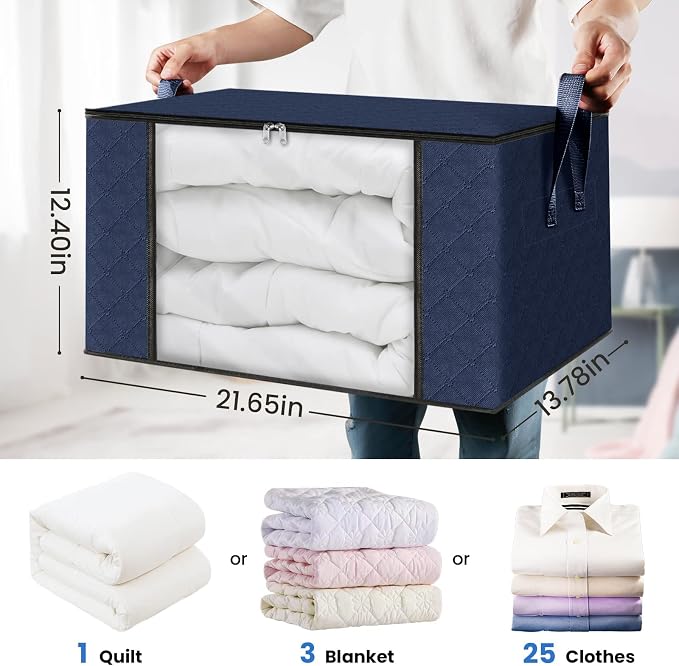 3 Pack Storage Bags for Clothes Blanket Storage Bins - Image 2