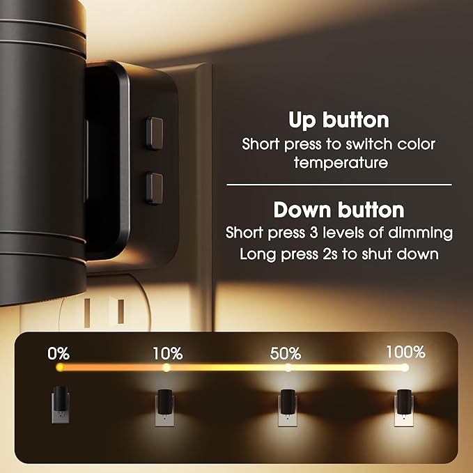 Briignite Night Lights Plug into Wall, 3CCT Modern LED Night Light Plug in, Dusk to Dawn Sensor, 3000KĀ0Kŀ0K Change Nightlight,Dimmable NightLight for Hallway, Bedroom, Stairway, 2 Pack