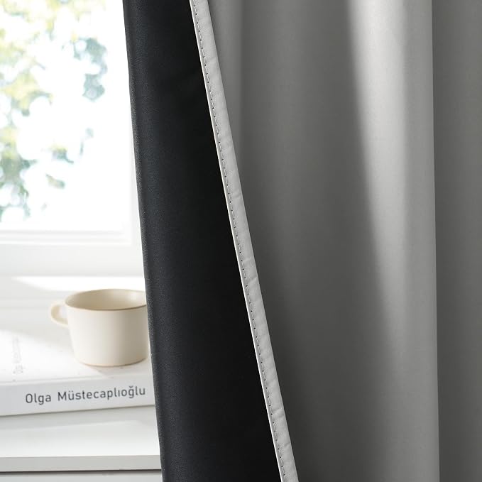 RYB HOME 100% Blackout Basement Curtains 24 inches Long, Heat & UV Blocking | - Image 4