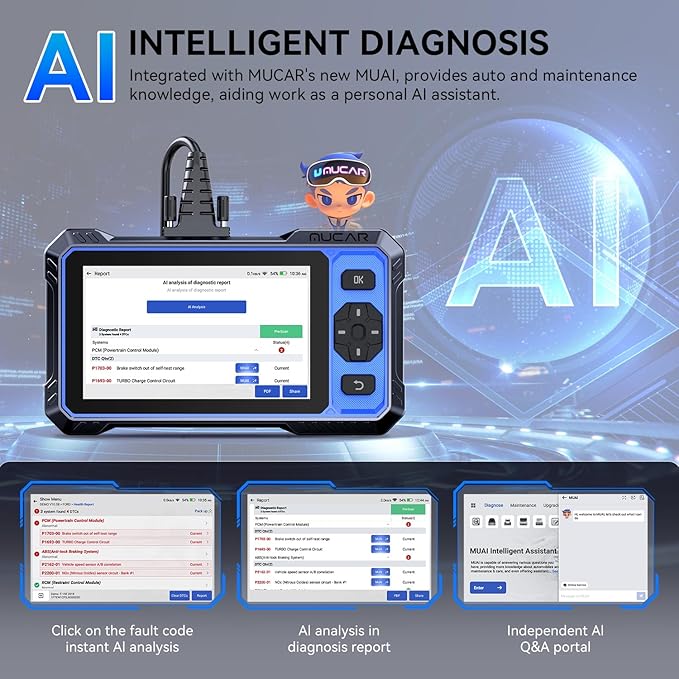 OBD2 Scanner, MUCAR 682 AI-Assisted Car Diagnostic Tool, Automotive Bidirectional Scan Tool, Full Systems Car Diagnostic Scanner, Scanner for Car with 20+ Reset, CAN FD & FCA SGW, Lifetime Update
