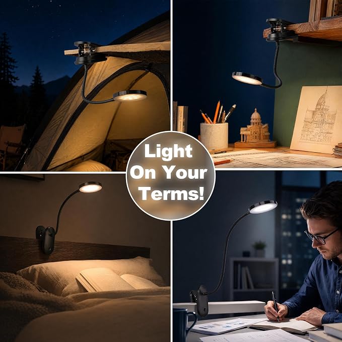 Clip on Light, Stepless Dimmable & 3 Colors Touch Control Clip On Bed Light. - Image 8