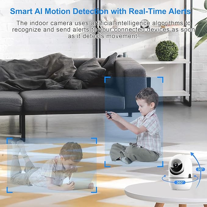 GBIUT Indoor Security Camera, 5G & 2.4GHz Dog/Puppy/Pet WiFi Security Camera with Phone App, 360° Pan/Tilt Home Cameras Indoor, Smart AI Auto Tracking & Night Vision, US Cloud Storage (2Pack)