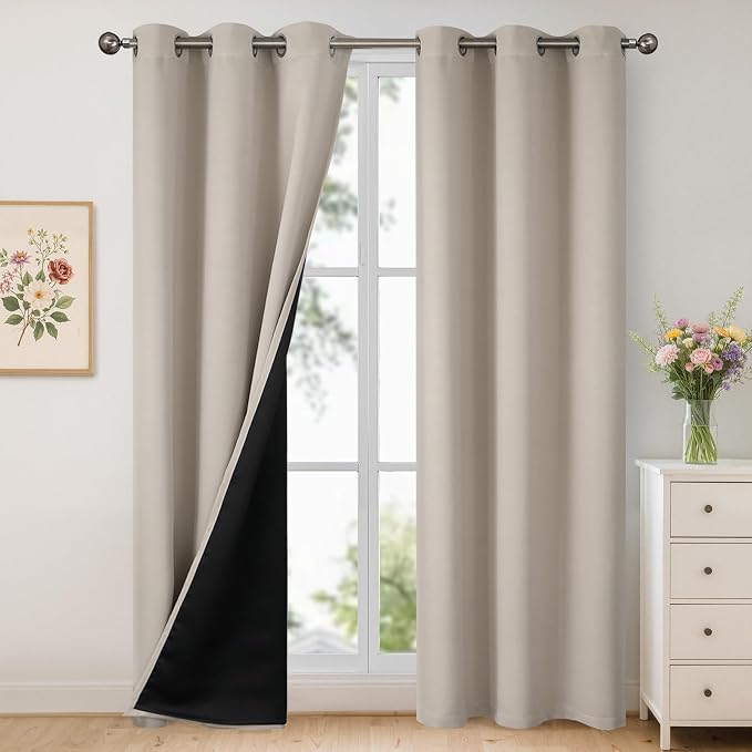 YoungsTex Camel 100% Blackout Curtains 84 Inches Length by YoungsTex