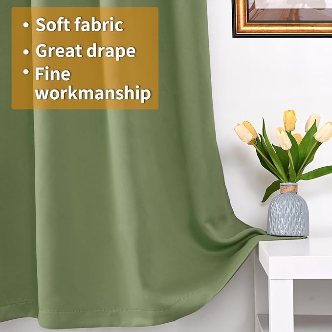 YoungsTex 100% Blackout Curtains 84 Inch Length 2 Panels, Room Darkening Drapes - Image 5