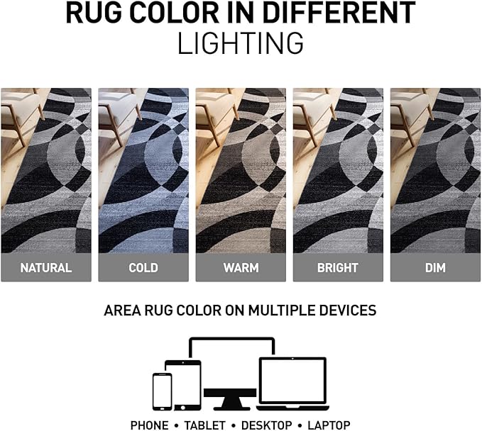 Rugshop Contemporary Abstract Circles Perfect for high Traffic Areas of Your Living Room,Bedroom,Home Office,Kitchen Area Rug 12' x 15' Gray