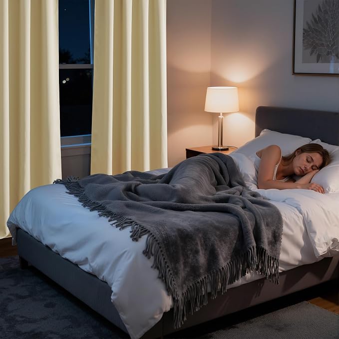 RYB HOME Bedroom Blackout Curtains 84 inches Long, 100% Blackout | Thermal - Image 5