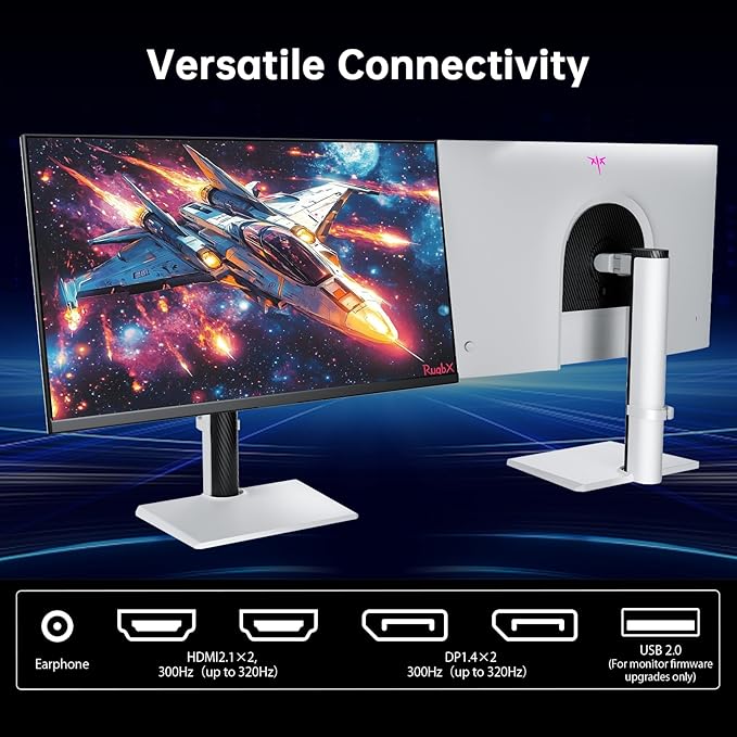 KTC 27 Inch White Gaming Monitor 300Hz/320Hz, QHD 1440P Fast IPS Computer Monitor with Adaptive FreeSync, HDR400, Height/Pivot/Swivel/Tilt Adjustable, DP&HDMI, H27E6