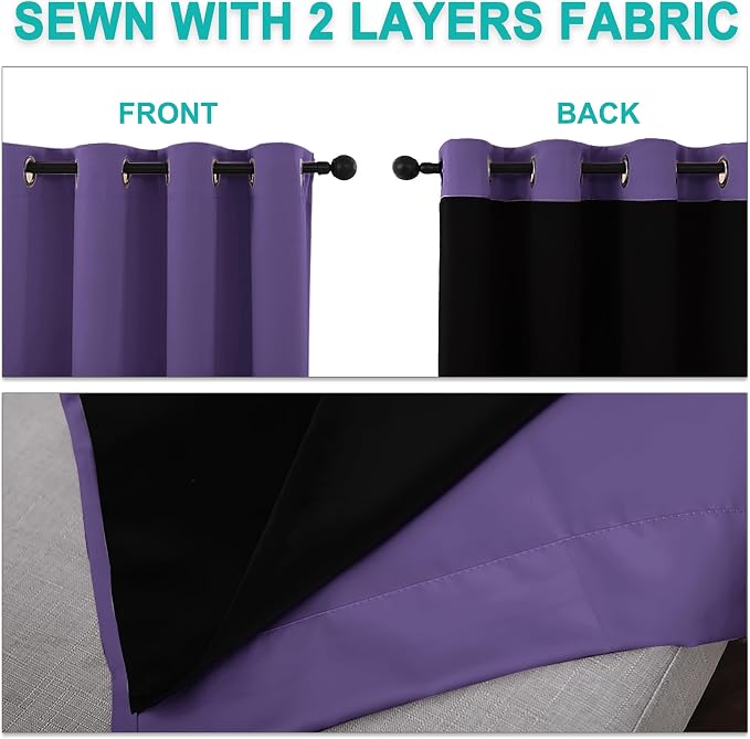 NICETOWN Full Shading Curtains 90" Long 2 Panels Set - Image 5