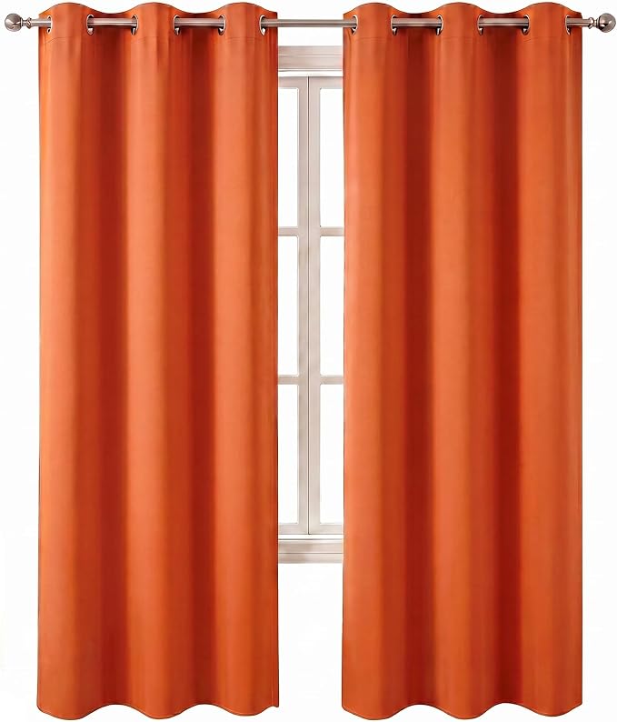 Diraysid Orange Grommet Blackout Curtains - Image 2