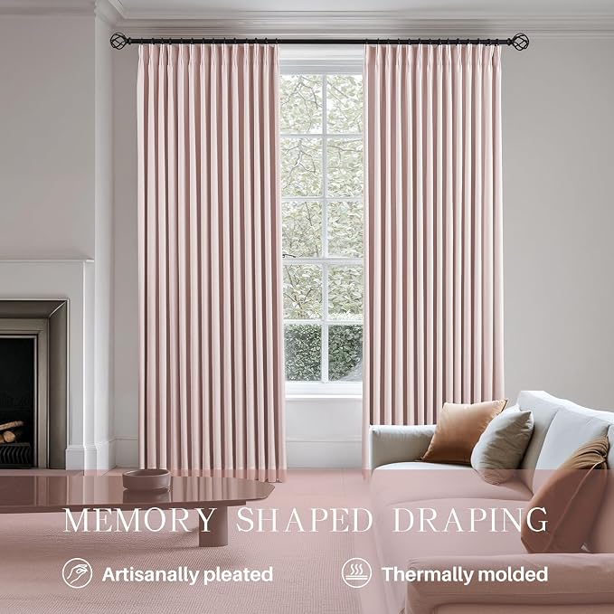 Pinch Pleated Linen Curtains 100% Blackout 108 Inches Long - Image 3