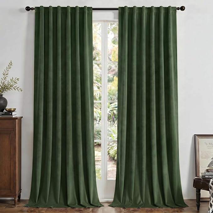 Joydeco 100% Blackout Curtains Velvet Black Out Curtain 120 Inch Drapes | by JOYDECO