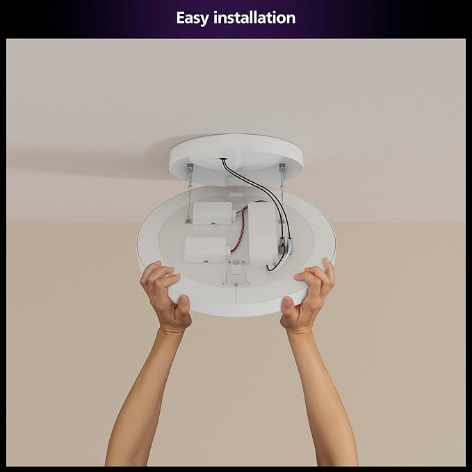 Philips Hue Datura Smart Ceiling Panel (Large Round 2.49 in x 22.60 in) White & Color Light, Bluetooth Compatible, Voice Control with Alexa, Apple Home & Google Assistant†?