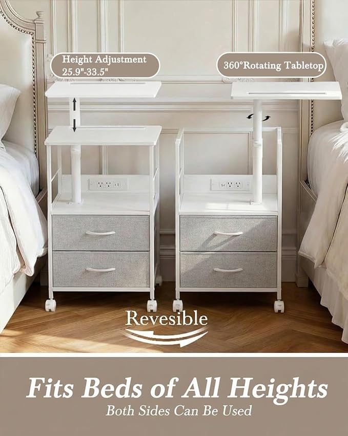 Faesun Swivel Lift Top Nightstand - Image 3