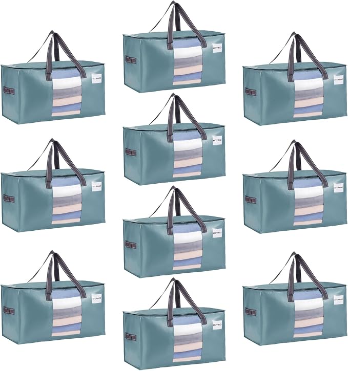 VENO Moving Bags, Wide Open Top, Light Blue, 10 Pack | Moving boxes Alternative by Veno