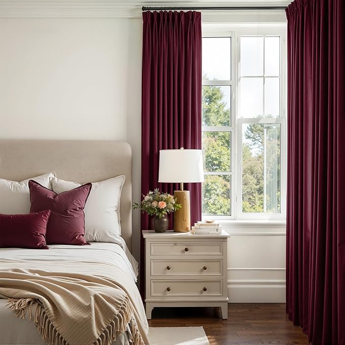 Ruby Wine Velvet Curtains 84 Inch Length - Image 5