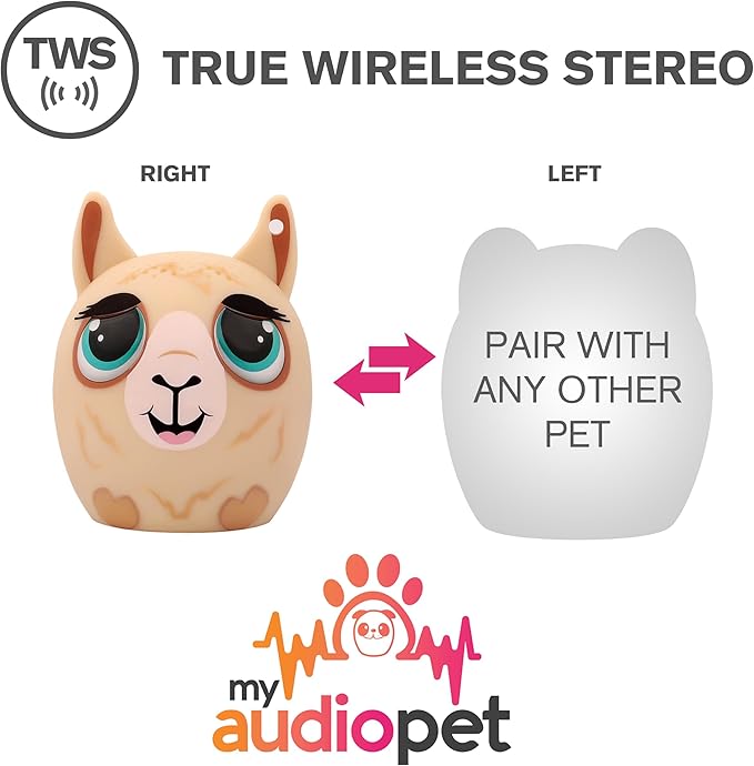 My Audio Pet Mini Bluetooth Animal Wireless Speaker for Kids of All Ages - True Wireless Stereo – Pair with Another TWS Pet for Powerful Rich Room-Filling Sound (Lalala Llama)