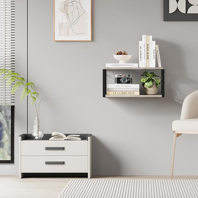 Floating Nightstand, Wood Bedside Shelf Wall Mounted Nightstand, Floating - Image 8