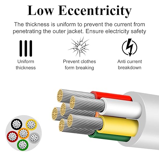 16 Gauge 6 Conductor Electrical Wire, 32.8 FT Low Voltage 16/6 Tinned Copper Stranded 6 Wire Cable, 16 AWG White Flexible Extension Power Cord for Automotive, LED Lamp, Outdoor Landscape Lighting Etc