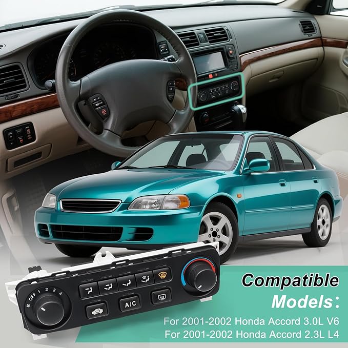 79600-S84-A21ZA A/C Control Panel Compatible with 2001-2002 Honda Accord 2.3L L4/3.0L V6 AC Climate Control Module, 79600S84A21ZA HVAC Control Panel Original Air Conditioning Control