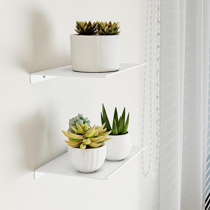 MKO 8" Small Floating Shelves for Wall, Metal Wall Mounted Shelf for Bathroom - Image 7