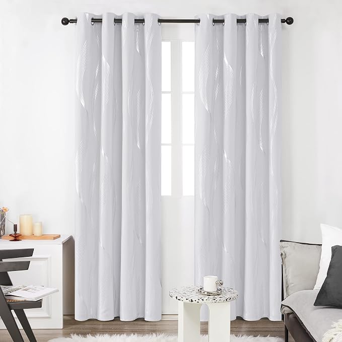 Deconovo Curtains for Living Room, Pattern Blackout Curtains 84 Inches Long | - Image 2