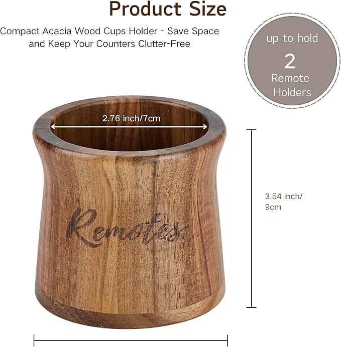 Acacia Wood Small Remote Control Holder, Organizer - Image 2
