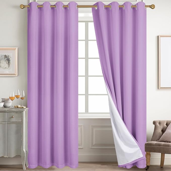 Diraysid 100% Blackout Curtains Lilac Linen Curtains by Diraysid%2C+refresh+your+life