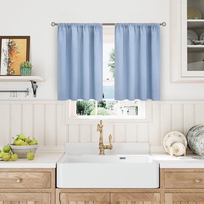 BGment Light Blue Room Darkening Curtains 40 Inches Long - Image 2