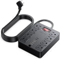 13 in 1 Surge Protector Power Strip Flat Plug 8 Widely AC Outlet 3 USB Ports,1250W/10A，5 ft Extension Cord with Multiple Outlets, Desk Extender for Dorm, Home,Travel， Office Essentials,ETL Listed