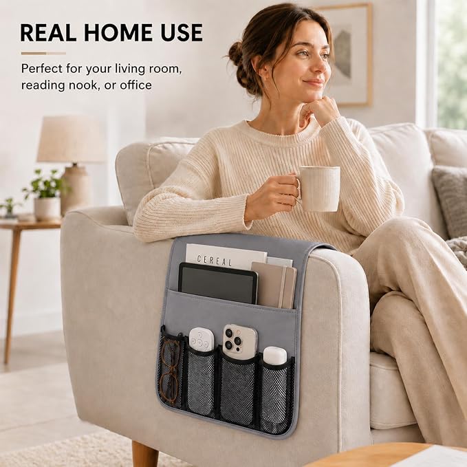 Armchair Caddy for Couch Remote Control Holder Recliner Armrest Organizer Non - Image 9