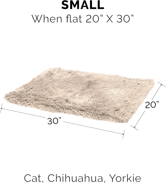 Furhaven Waterproof Throw Blanket for Dogs & Indoor Cats, Washable - Shaggy Plush Calming Long Faux Fur & Velvet Dog Blanket - Taupe, Small