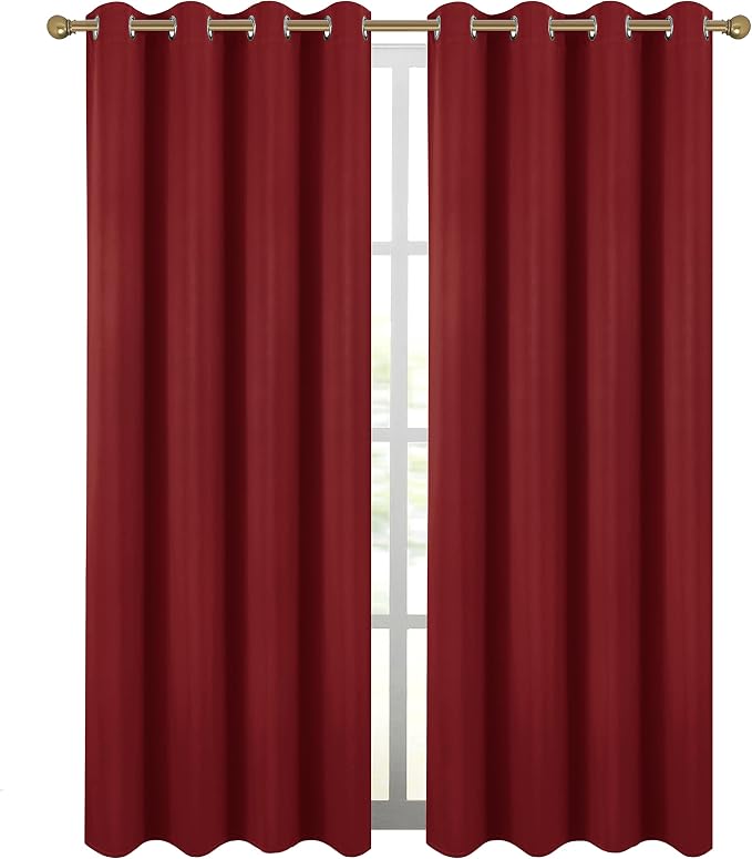Diraysid Red Grommet Blackout Curtains - Image 2