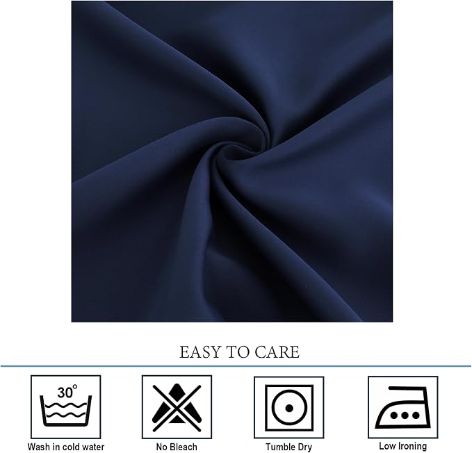 Diraysid Navy Blue Grommet Blackout Curtains - Image 4