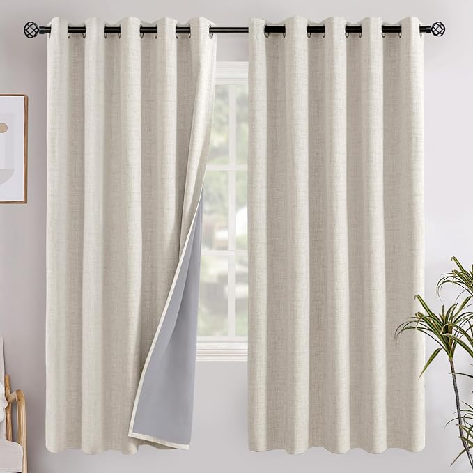 YoungsTex Linen Blackout Curtains 63 Inch Length by YoungsTex